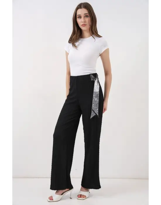Modern Fularlı Örme Pantolon