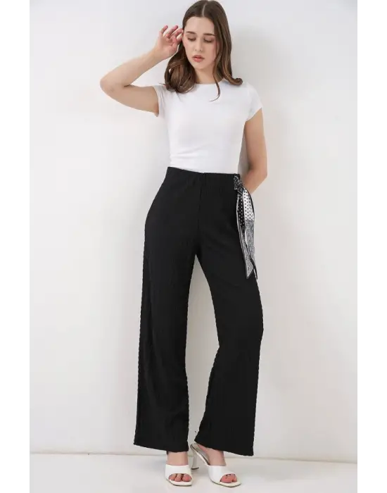 Modern Fularlı Örme Pantolon