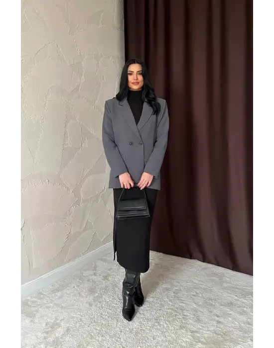 Omarı Zarif Füme Blazer Ceket