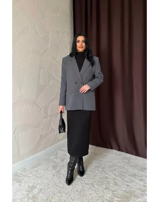 Omarı Zarif Füme Blazer Ceket