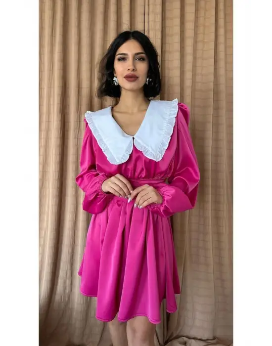 Fuşya Bebe Yakalı Elbise