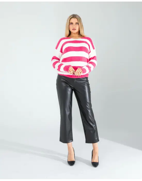 Çarpıcı Çizgili Triko