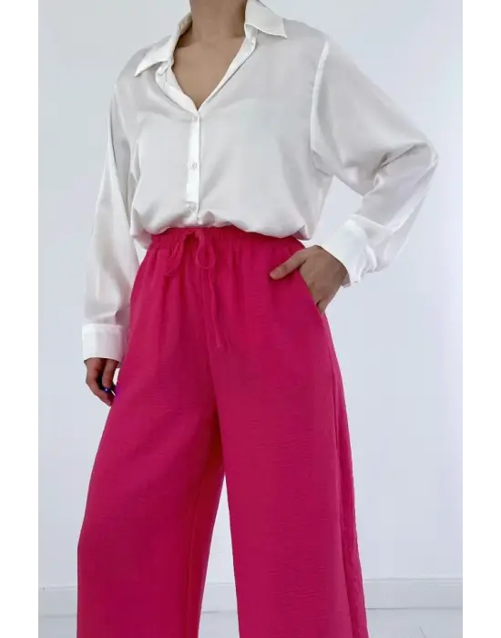 Fuşya Keten Pantolon