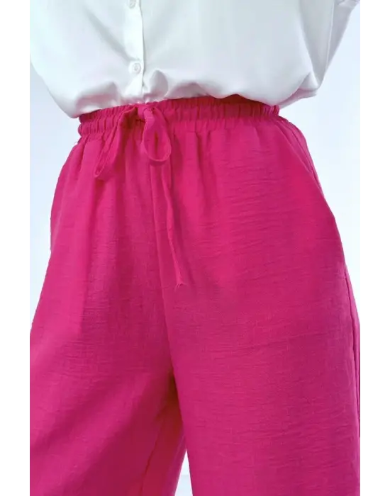 Fuşya Keten Pantolon