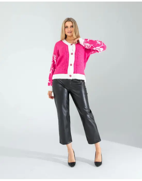 Omarı Şık Fuşya Triko Hırka Modelleri