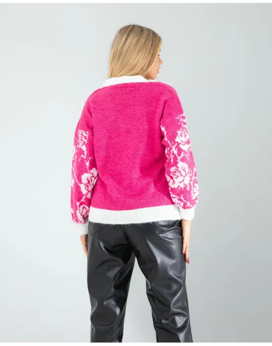 Omarı Şık Fuşya Triko Hırka Modelleri