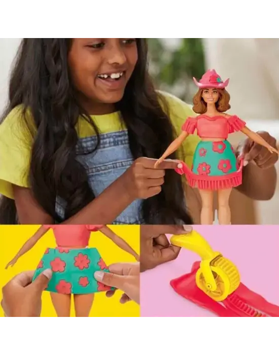 G1360 Play-Doh Barbie Çiçek Desenleri ve Püsküller Hamur Oyun Seti +3 yaş