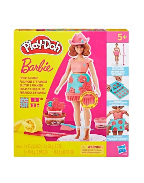 G1360 Play-Doh Barbie Çiçek Desenleri ve Püsküller Hamur Oyun Seti +3 yaş