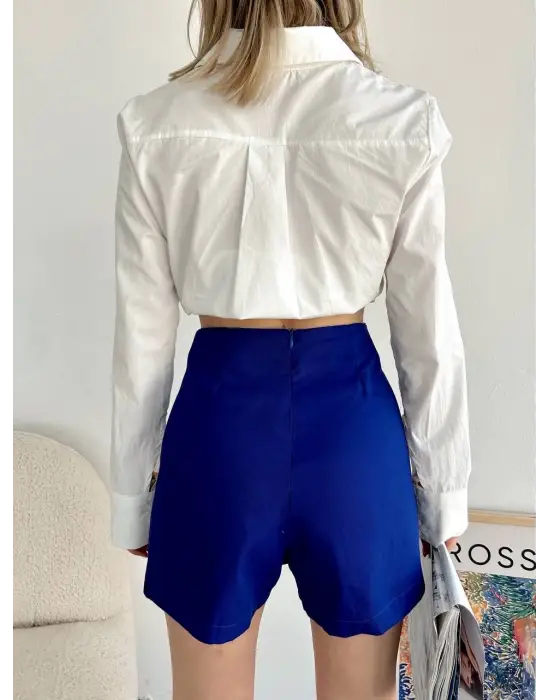 Gabardin fermuarlı şort etek S24906