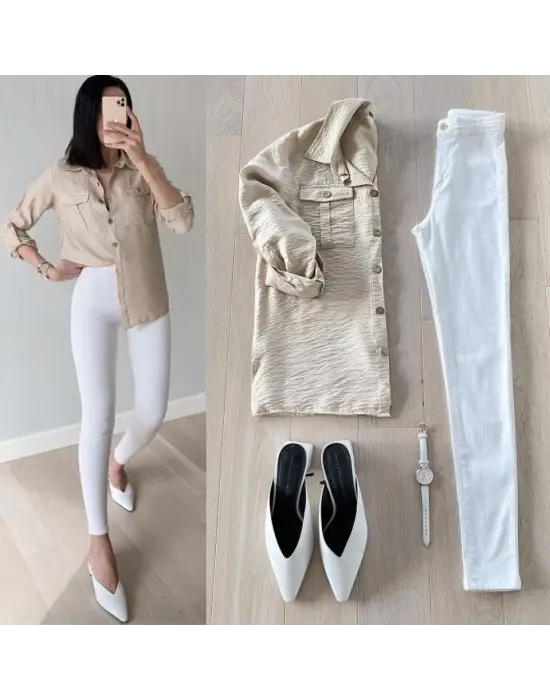 Gabardin Kumaş Yüksek Bel Pantolon 94cm XLbel36cm