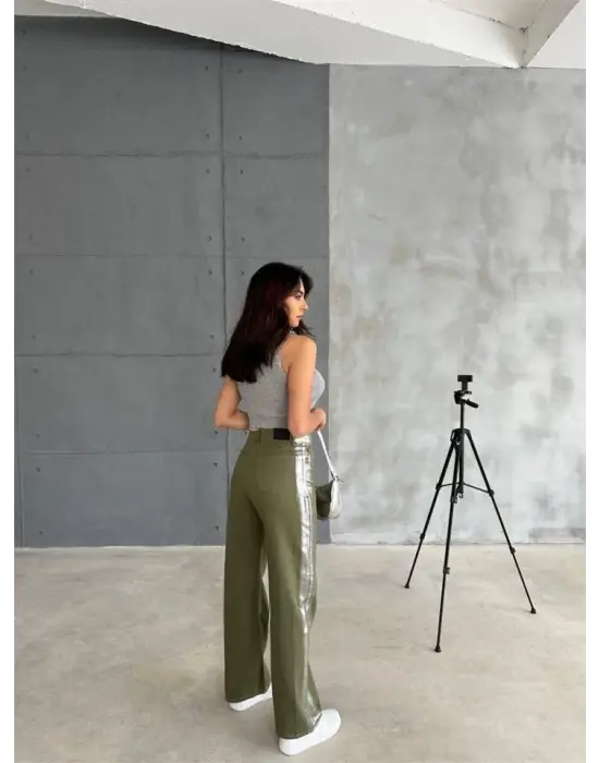 GABARDİN PALAZZO PANTOLON - Haki