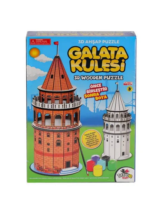 Omarı Eşsiz Tasarım 3D Ahşap Galata Kulesi Puzzle