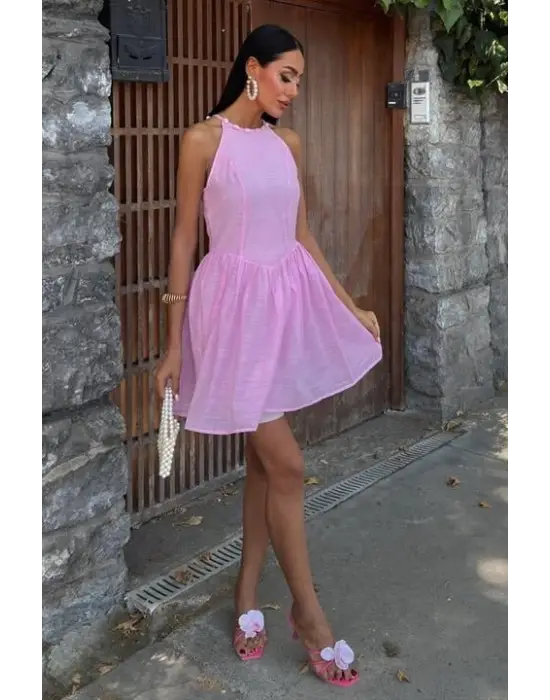 Omarı Zarif Siyah Mini Elbise