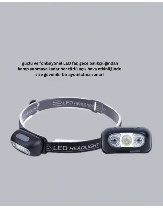 Gece Balıkçılığı İçin Ultra Parlak Şarjlı Kafa Lambası | 4 Işık Modu + Usb Şarj