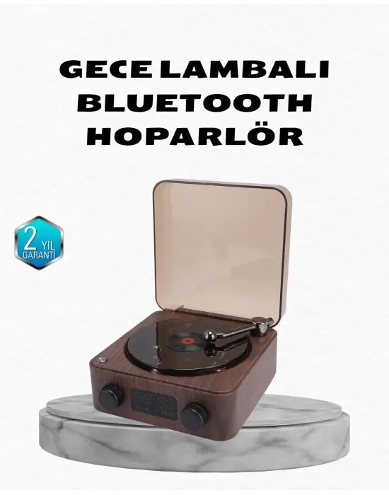 Gece Lambası Bluetooth Hoparlör Dijital Saat Çok Fonksiyonlu Su Dalgası Işıklı