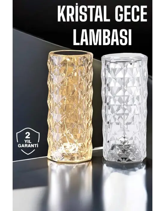 Gece Lambası Kristal Lamba Dokunmatik Şarjlı Hediyelik