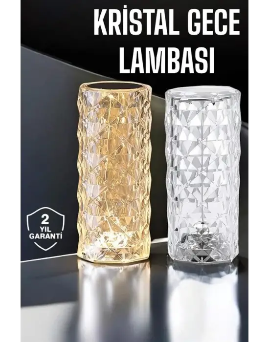 Gece Lambası Kristal Lamba Dokunmatik Şarjlı Hediyelik