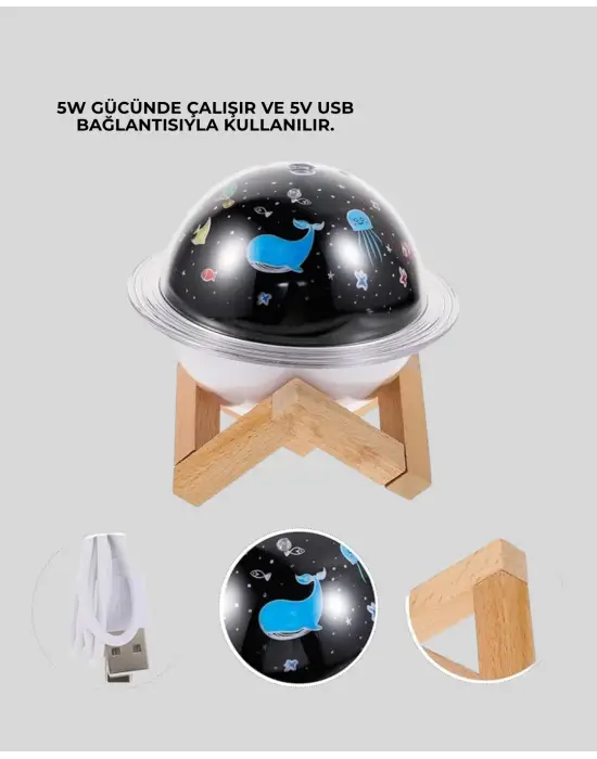 Gece Lambası Özellikli Taşınabilir Nemlendirici Ve Aromaterapi Cihazı Usb Girişli