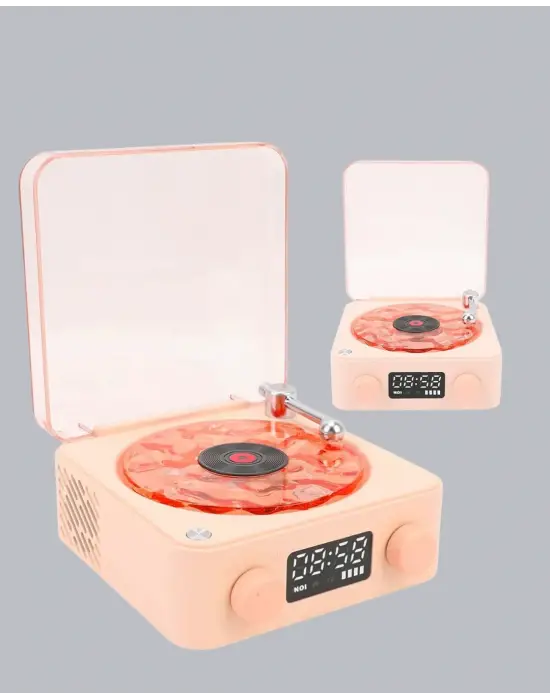 Gece Lambası Stereo Bluetooth Hoparlör Dijital Saat Su Dalgası Efektli 3-ü-1 Cihaz