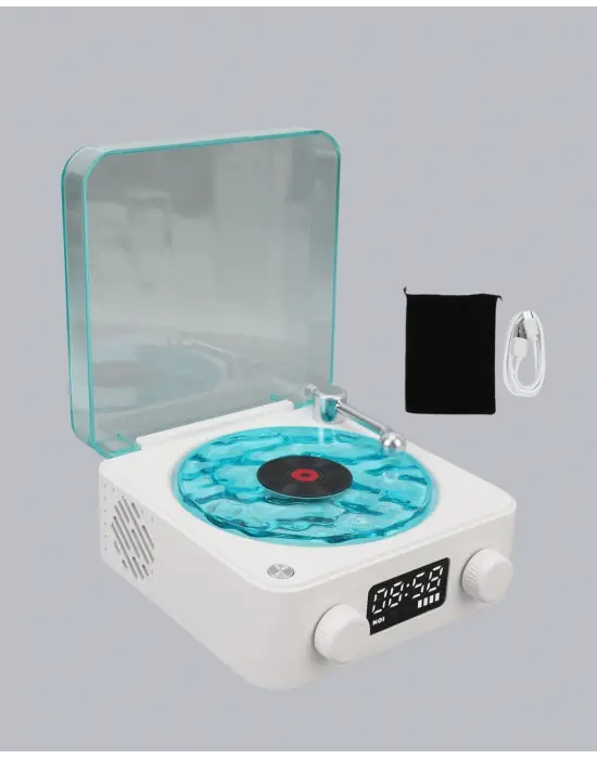 Gece Lambası Stereo Bluetooth Hoparlör Dijital Saatli Vintage Tasarım Çok Fonksiyonlu