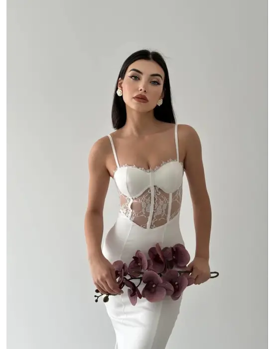 Omarı İp Askılı Etnik Desenli Elbise