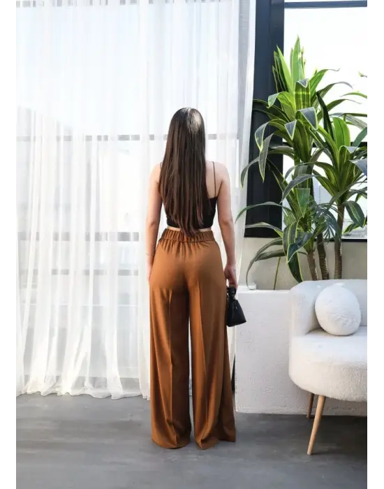 Omarı Geniş Paça Keten Pantolon