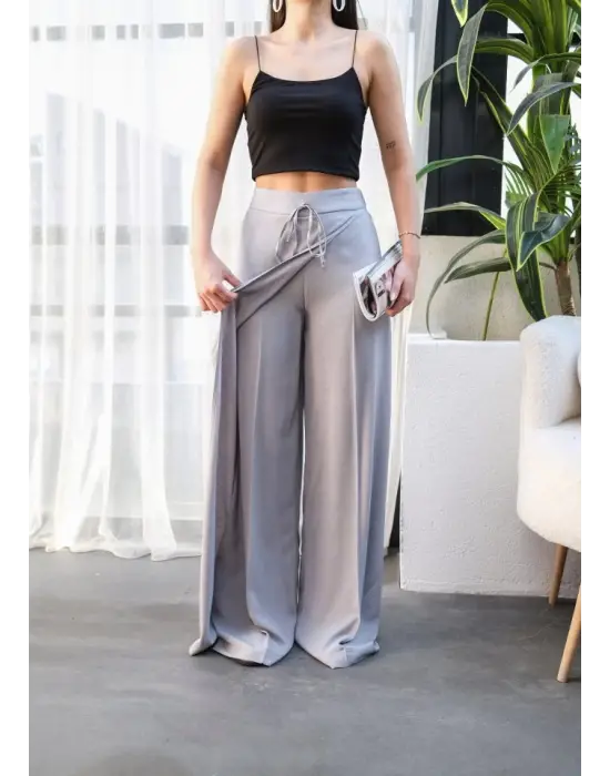 Omarı Geniş Paça Keten Pantolon