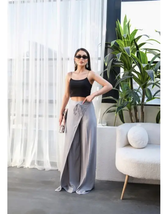 Omarı Geniş Paça Keten Pantolon