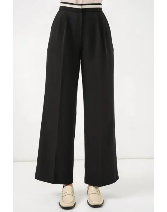 Geniş Paça Kumaş Pantolon 30088 - Siyah
