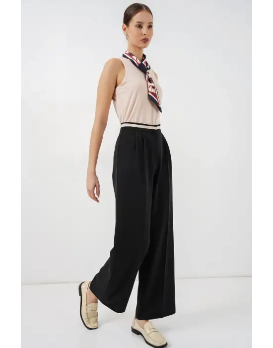Geniş Paça Kumaş Pantolon 30088 - Siyah