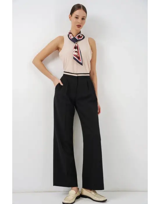 Geniş Paça Kumaş Pantolon 30088 - Siyah