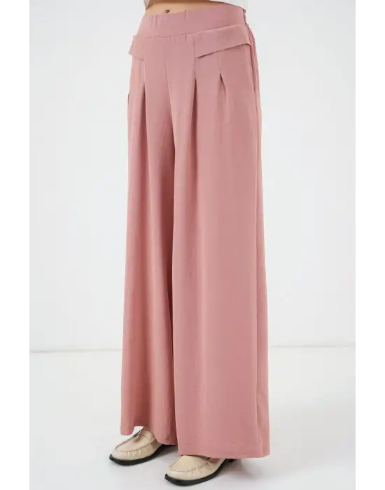 Trend Geniş Paça Pileli Pantolon 6718