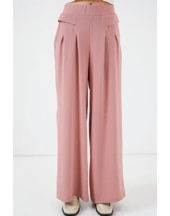 Trend Geniş Paça Pileli Pantolon 6718
