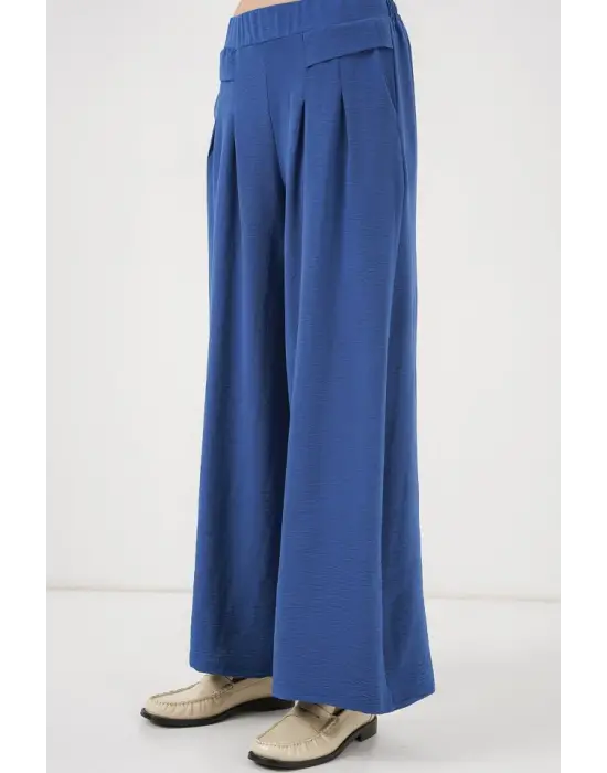 Geniş Paça Pileli Pantolon 6718 - İndigo