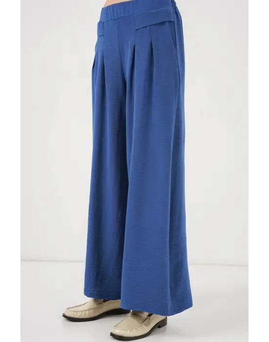 Geniş Paça Pileli Pantolon 6718 - İndigo