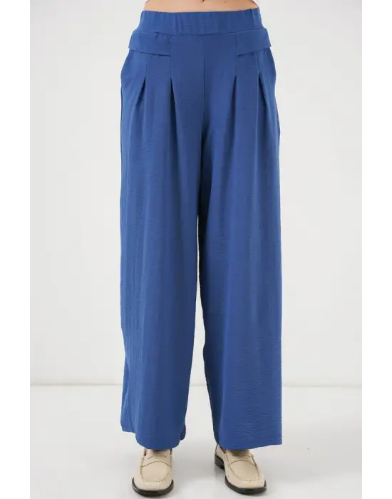 Geniş Paça Pileli Pantolon 6718 - İndigo