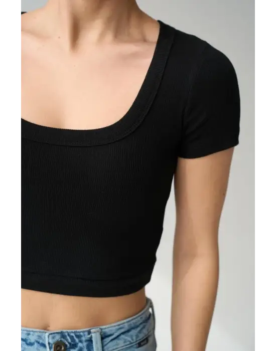 Geniş Yaka Bady - Siyah