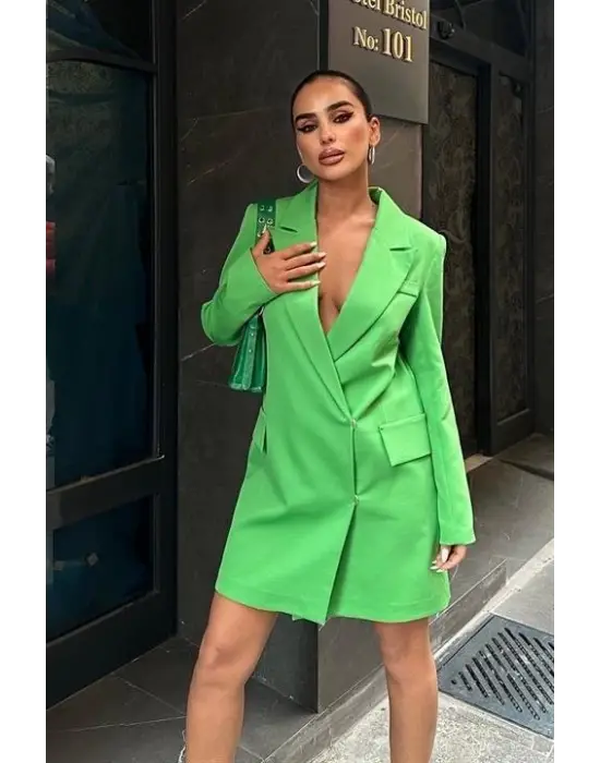 Omarı Siyah Kadife Blazer Elbise