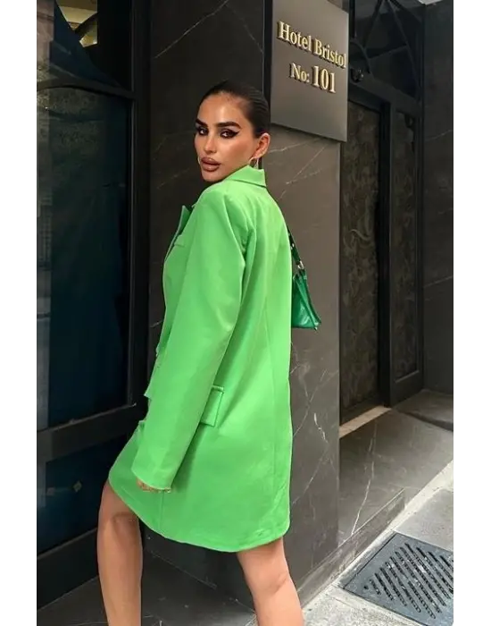 Omarı Siyah Kadife Blazer Elbise