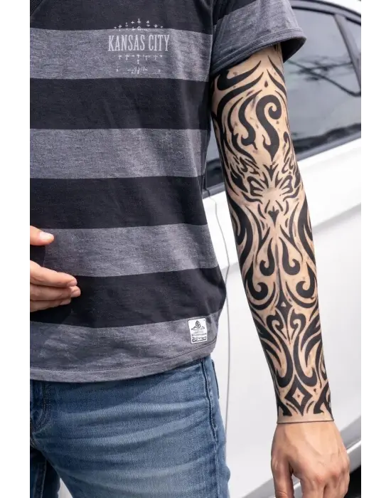 Giyilebilir Kol Dövmesi Çorap Dövme 3d Baskılı Kol Bacak Dövme 2 Adet Model 11