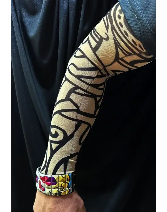 Giyilebilir Kol Dövmesi Çorap Dövme 3d Baskılı Kol Bacak Dövme 2 Adet Model 12