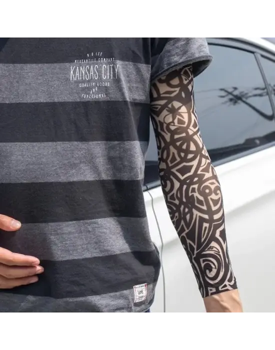 Giyilebilir Kol Dövmesi Çorap Dövme 3d Baskılı Kol Bacak Dövme 2 Adet Model 13