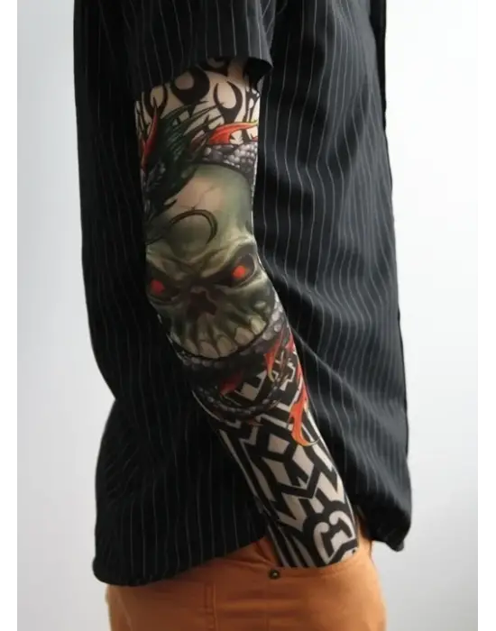 Giyilebilir Kol Dövmesi Çorap Dövme 3d Baskılı Kol Bacak Dövme 2 Adet Model 18