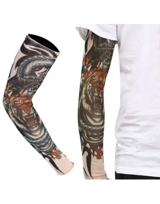 Giyilebilir Kol Dövmesi Çorap Dövme 3d Baskılı Kol Bacak Dövme 2 Adet Model 3