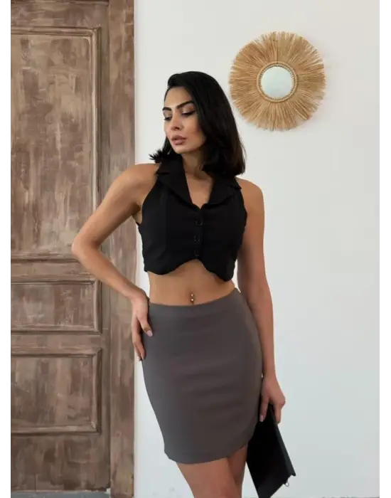 Omarı Güpürlü Mini Etek Modası