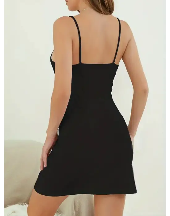 Omarı Şık Askılı Viskon Elbise