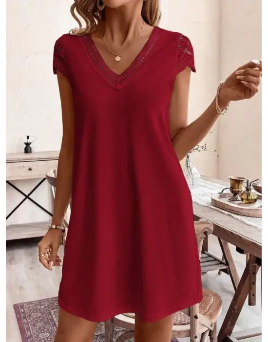 Omarı Şık V Yakalı Kadın Kısa Kollu Elbise