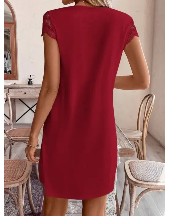 Omarı Şık V Yakalı Kadın Kısa Kollu Elbise