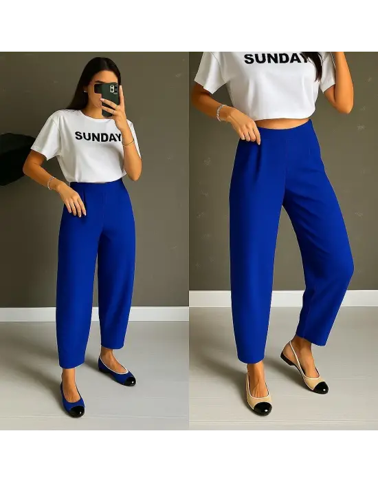 Omarı Yüksek Bel Krep Pantolon Modelleri