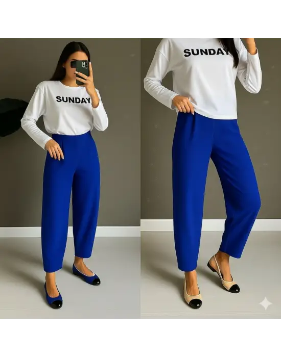 Omarı Yüksek Bel Krep Pantolon Modelleri